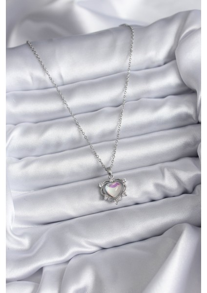 316L Çelik Zincir Gümüş Renk Kalp Model Kadın Kolye TG27BKO7823 fiyatları
