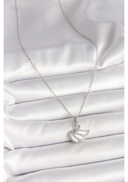 316L Çelik Gümüş Renk Zincir Zirkon Taşlı Kuğu Model Kadın Kolye TG27BKO9997 fiyatları