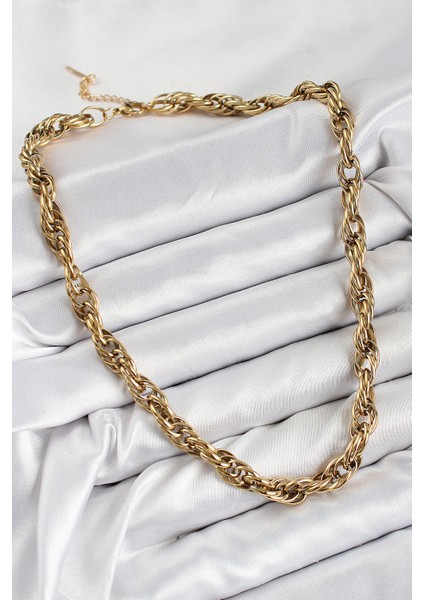 316L Çelik Halat Model Gold Renk Kadın Kolye TG27BKO10481 fiyatları