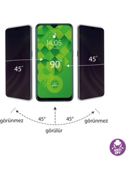 Oppo A5 2020 Hayalet Ekran Privacy Görünmez Gizli Tam Kaplayan Kırılmaz Cam modelleri