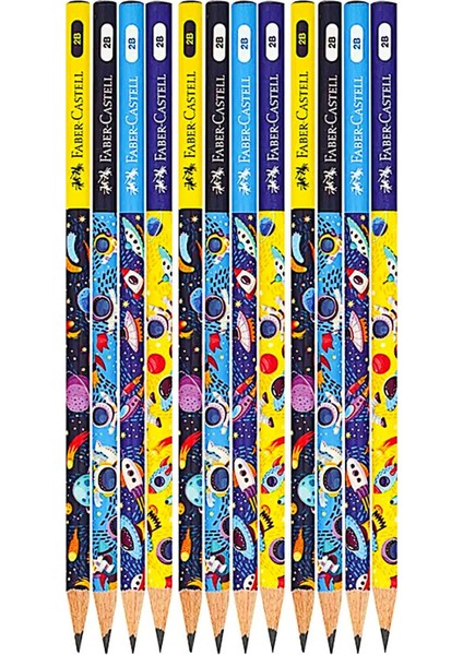 Uzay Macerası 2b Yuvarlak Kurşun Kalem 12 Adet