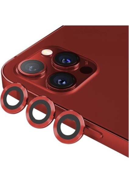 Iphone 13 Pro Max Uyumlu Kamera Koruyucu Lens Mercek Metal Çerçeveli 3lü Set Kırmızı Red fiyatları