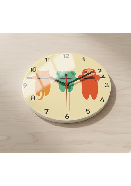 Renkli Dekoratif Duvar Saati - Sessiz Mekanizmalı 3 Hayvanlı Duvar Saati| Salon-Yatak ve Çocuk Odası fiyatları