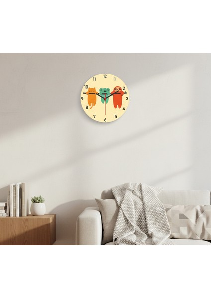 Renkli Dekoratif Duvar Saati - Sessiz Mekanizmalı 3 Hayvanlı Duvar Saati| Salon-Yatak ve Çocuk Odası fırsatları