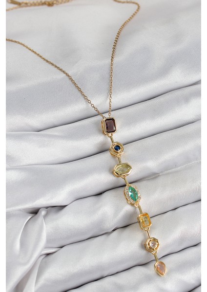 Pirinç Renkli Zirkon Taşlı Model Gold Renk 7 Element Kadın Y Kolye TG27BKO10439 fiyatları