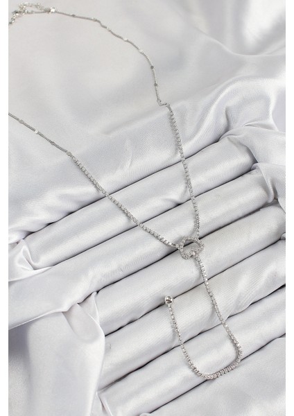 Pirinç Zirkon Taşlı Kalp Model Gümüş Renk Y Kolye TG27BKO10447 fiyatları