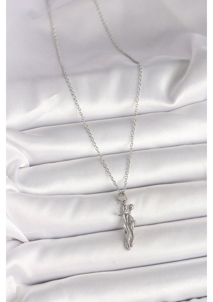 316L Çelik Gümüş Renk Zincir Sarılma Model Kadın Kolye TG27BKO9977 fiyatları