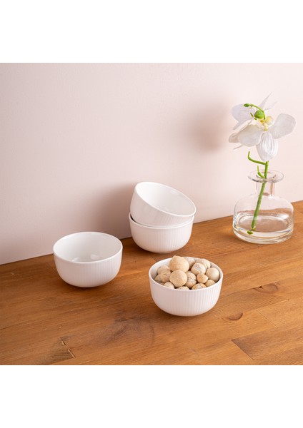 Bade 4'lü Porselen Çerezlik - Beyaz - 8 cm
