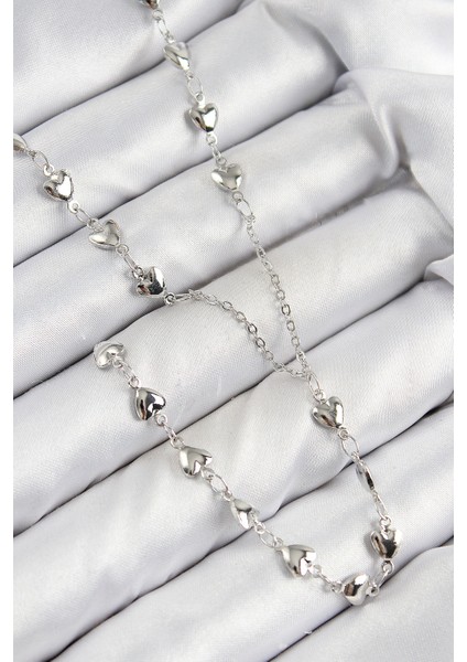 Pirinç Zirkon Taşlı Kalp Model Gümüş Renk Y Kolye TG27BKO10456