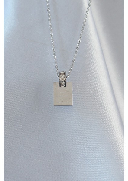 316L Çelik Zincir Gümüş Renk Zirkon Taşlı Aşk Mektubu Kolye TG27BKO8908