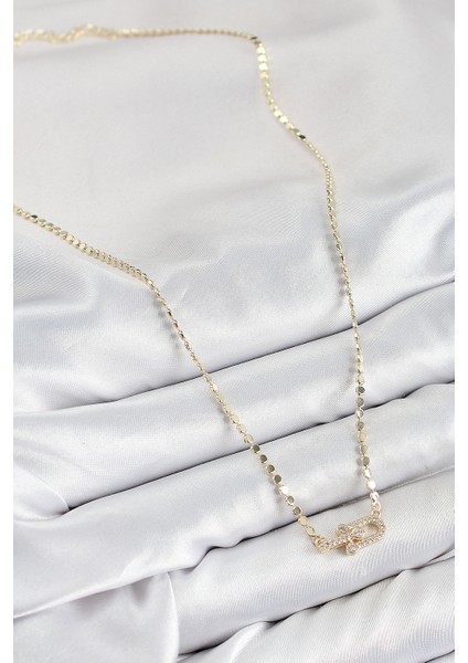 Pirinç Zirkon Taşlı Tifany Model Ezme Zincir Gold Renk Kadın Kolye TG27BKO10393 fiyatları