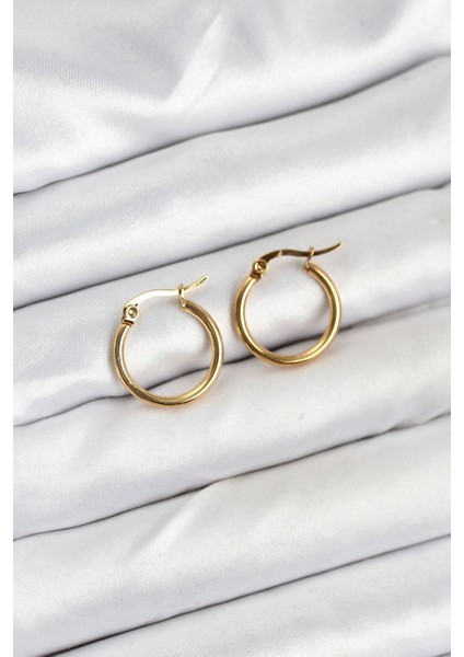 316L Çelik Gold Renk 15 mm Halka Kadın Küpe TG27BKP11225