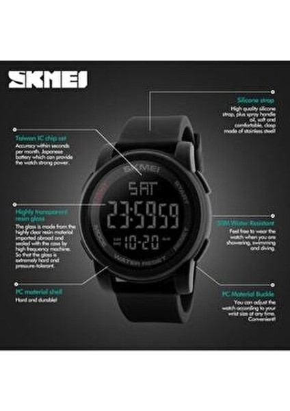 1257 Erkek Kol Saati LED Işıklı Silikon Kasa Silikon Kordon fiyatları