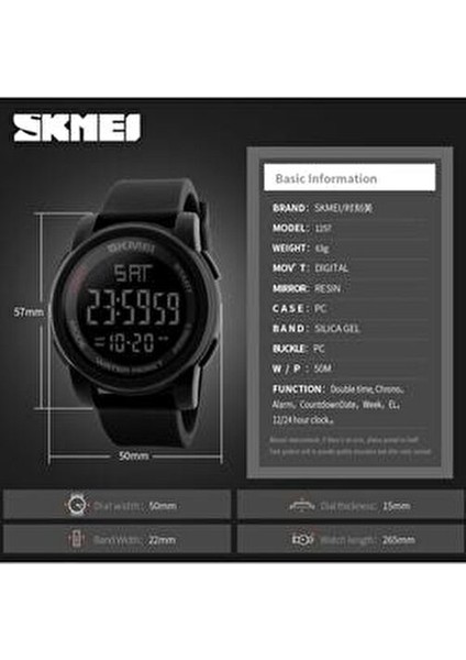 1257 Erkek Kol Saati LED Işıklı Silikon Kasa Silikon Kordon