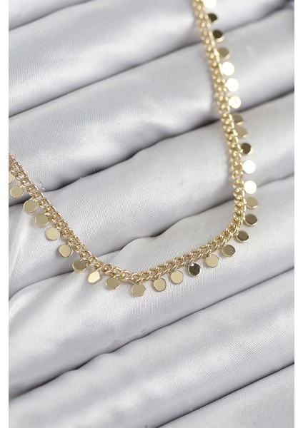 Pirinç Sıralı Pul Zincir Model Gold Renk Kadın Kolye TG27BKO10489