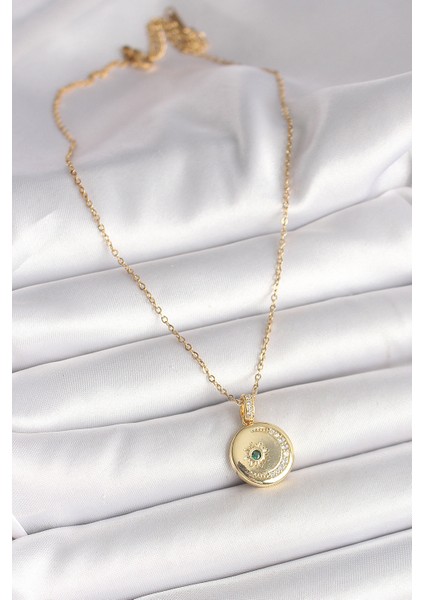 316L Çelik Gold Renk Zincir Zirkon Taş Işlemeli Hilal Yıldız Işlemeli Madalyon Model Kadın Kolye TG27BKO9952 fiyatları