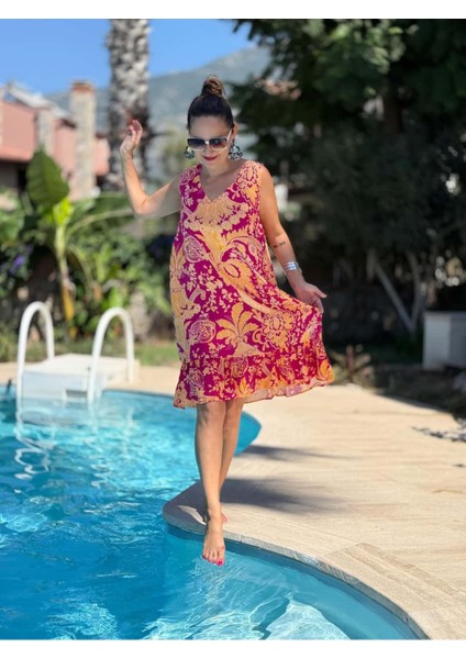 MLN16172 Viskon Alanya Elbise
