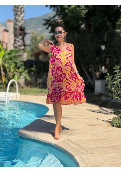 MLN16172 Viskon Alanya Elbise
