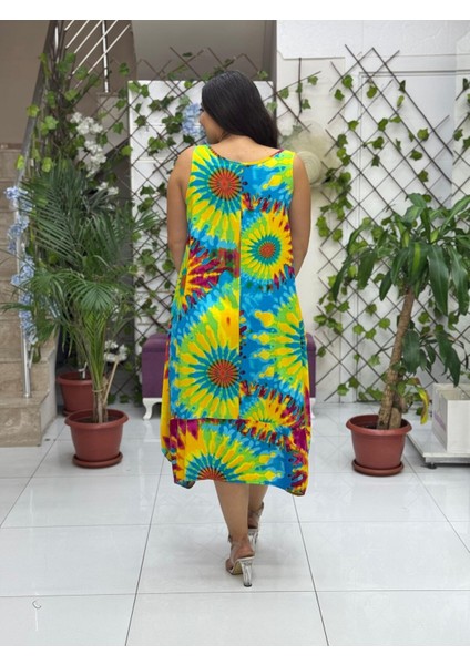 BD13305 Viskon Kolsuz Bodrum Batikli Elbise fırsatları