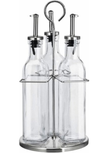 Döner Standlı Cam Yağlık Sirkelik Seti - 3 Lü Set - 300 ml