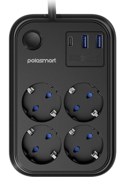 MP22 Akım Korumalı 4 Priz 2 USB 1 Type-C Çıkışlı Uzatma Kablosu 2 Metre Siyah fiyatları