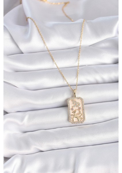 316L Çelik Gold Renk Zincir Oğlak Burcu Zirkon Taşlı Kadın Kolye TG27BKO9459 fiyatları