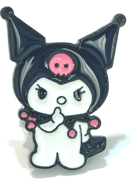 Kuromi Rozet. Hello Kitty. Mineli, Metal. Çanta Süsü, Yaka Süsü, Okul Çantası, Çocuk Rozet.