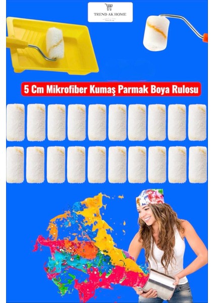5 cm Mikrofiber Kumaş Parmak Rulo Yedek Başlığı (50 Adet) modelleri