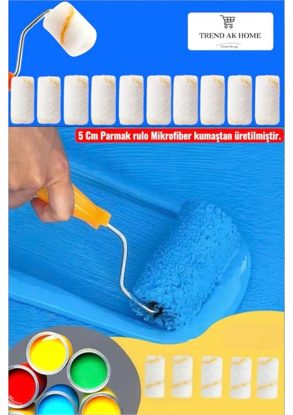 5 cm Mikrofiber Kumaş Parmak Rulo Yedek Başlığı (50 Adet) indirimleri