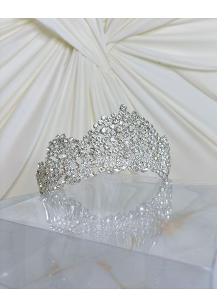 Zirkon Taşlı Döküm Yüksek Gelin Tacı fiyatları