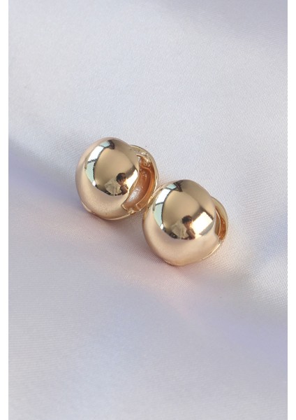Pirinç Gold Renk Içi Boş Minimal Topçuk Küpe TG27BKP8984