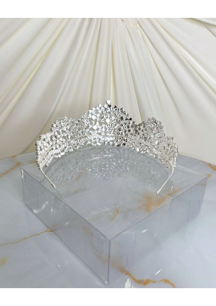 Zirkon Taşlı Döküm Yüksek Gelin Tacı fırsatları
