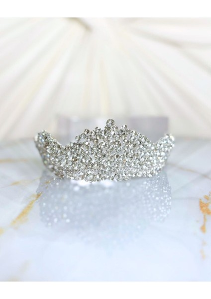 Zirkon Taşlı Döküm Yüksek Gelin Tacı indirimleri