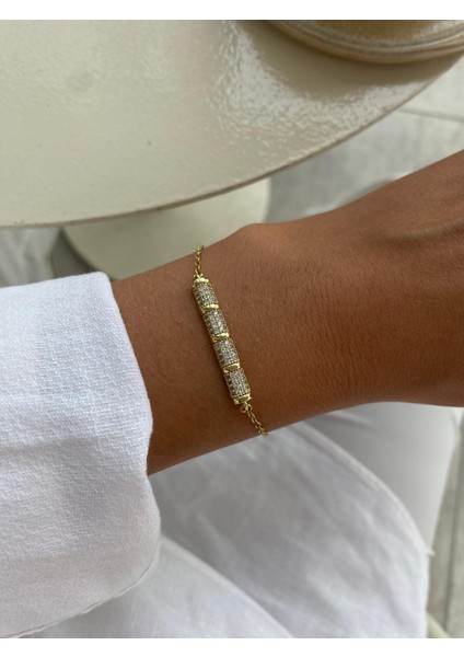 Xuping Ortası Zirkon Taşlı Künye Model Gold Bileklik fiyatları