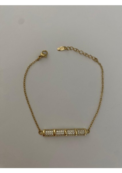 Xuping Ortası Zirkon Taşlı Künye Model Gold Bileklik fırsatları