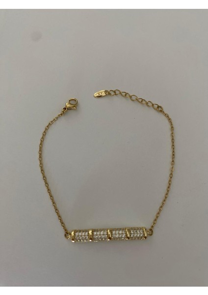 Xuping Ortası Zirkon Taşlı Künye Model Gold Bileklik indirimleri