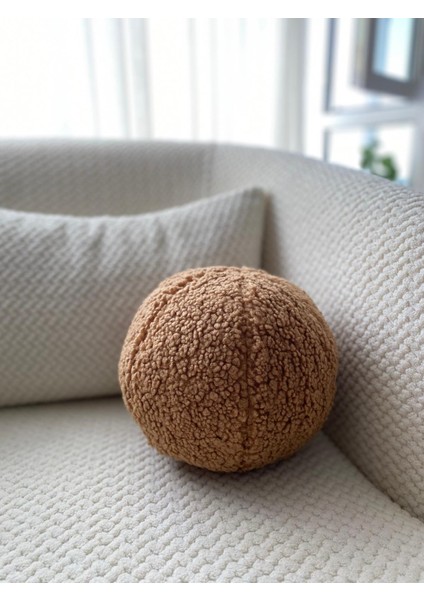 Teddy El Yapımı Dekoratif Top Yastık Kahverengi