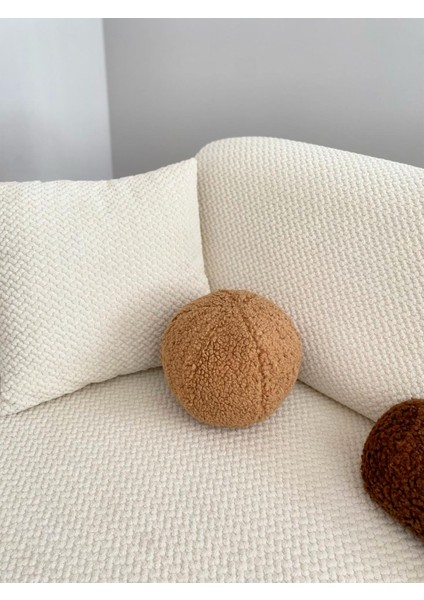 Teddy El Yapımı Dekoratif Top Yastık Kahverengi modelleri