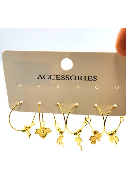 Gold Renk Figürlü Çoklu Küpe fiyatları