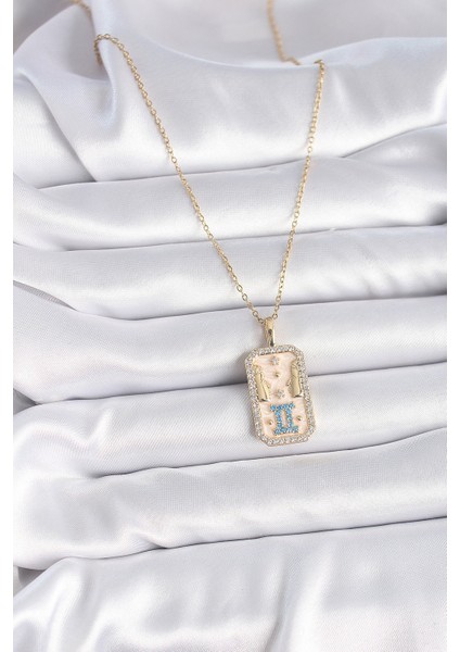 316L Çelik Gold Renk Zincir Ikizler Burcu Zirkon Taşlı Kadın Kolye TG27BKO9468 fiyatları