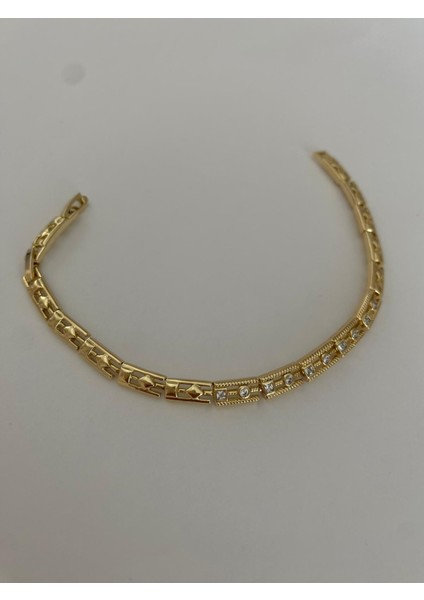 Xuping 14K Zirkon Taş Işlemeli Kare Labirent Gold Bileklik indirimleri