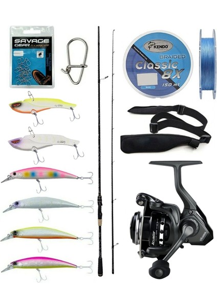 Spin Olta Seti Kendo Kenshi Pro 2.65M 10-35GR Spin Kamışı&okuma Acuador ACU-2500A Olta Makinesi