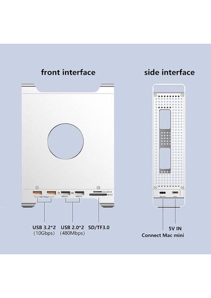 Mac Mini M4/m4 Pro 9 In 1 Type-C Nvme SSD Alüminyum Çevirici Stand Docking Station CDG-NSC201 modelleri