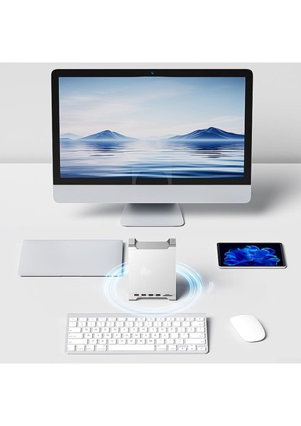 Mac Mini M4/m4 Pro 9 In 1 Type-C Nvme SSD Alüminyum Çevirici Stand Docking Station CDG-NSC201 fırsatları