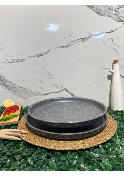 Granit 26-28 cm Fırın-Künefe-Pizza Tepsi-Gri
