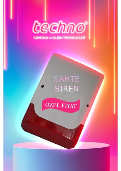 Sahte Caydırıcı Kablolu Ledli Siren 12V Kırmızı