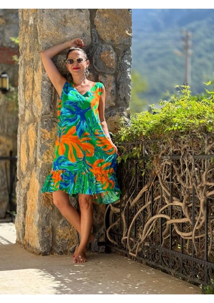 MLN16177 Viskon Alanya Elbise