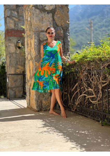 MLN16177 Viskon Alanya Elbise