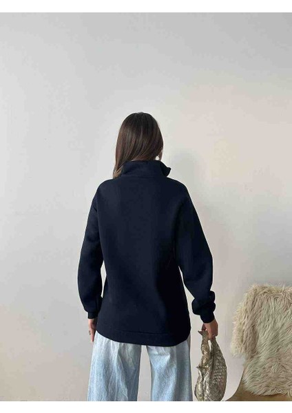 Kadın Newyork Nakışlı 3 Iplik Fermuarlı Sweatshirt Kazak fırsatları