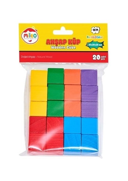 Mileo 20X20X20 mm Ahşap Küp 20"li Renkli 1839 fiyatları